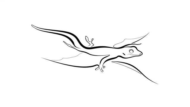 Minimalist lizard drawing on white background.