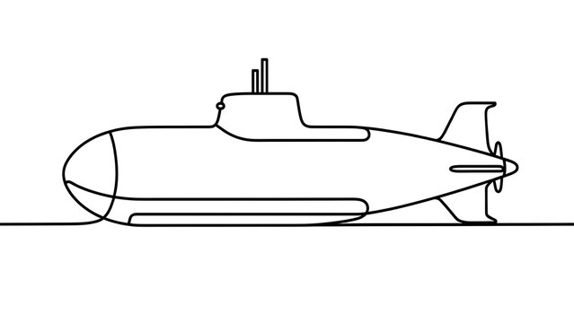 Submarine line drawing on white background.