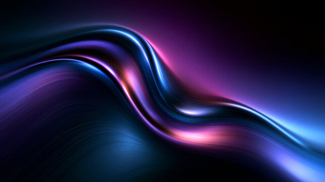 Abstract Futuristic Neon Fluid Wave Background with Purple Blue Light