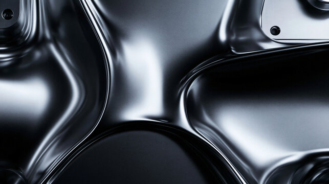 Abstract Liquid Metallic Surface with Dark Silver Reflections