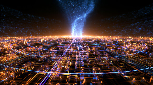 Futuristic Digital Big Data Network with Glowing Energy Vortex