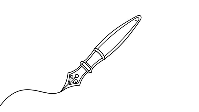 Elegant fountain pen drawing ink on white background.