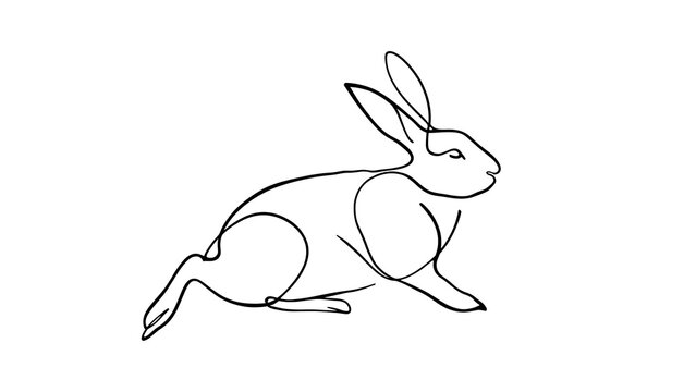 Running rabbit illustration on white background.