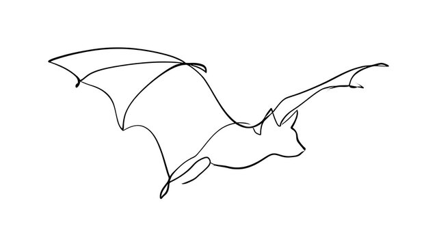 Minimalist bat illustration on white background.