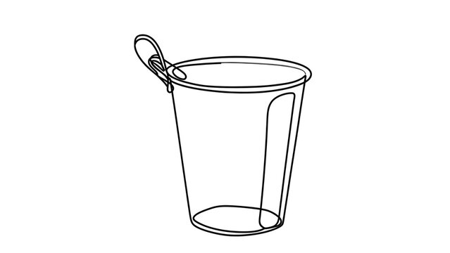 Empty plastic cup with spoon on white background.