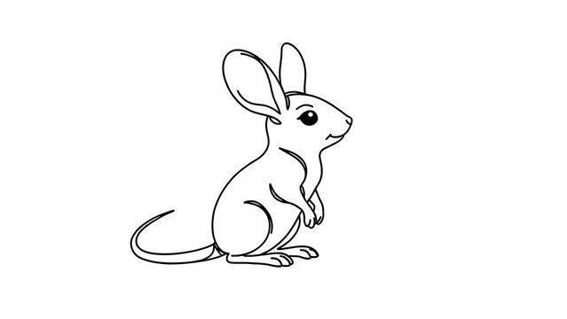 Cute cartoon mouse illustration white background.