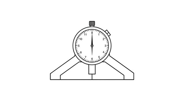 Dial indicator gauge on stand white background.