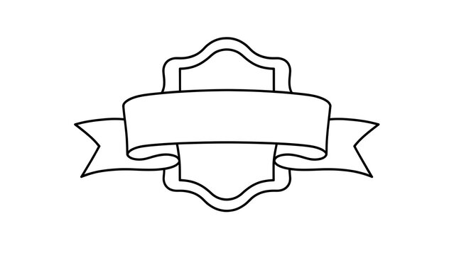 Elegant shield emblem with ribbon on white background.