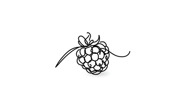 Minimalist blackberry line art illustration white background.