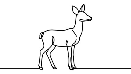 Fototapeta premium Simple deer line drawing white background.