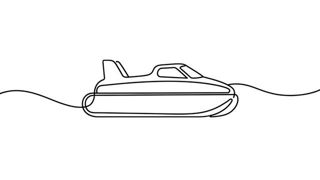 Snowmobile line art illustration white background.