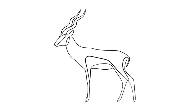 Minimalist gazelle line art illustration white background.