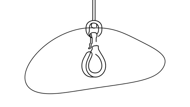 Simple line art hook drawing on white background.