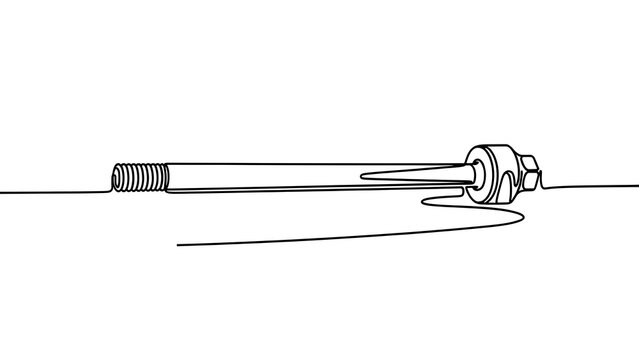 Threaded rod and nut on white background.