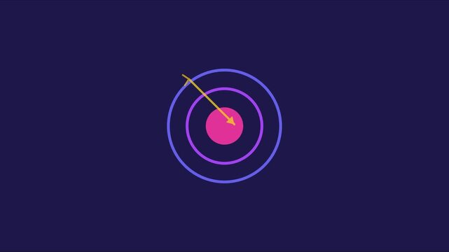 Minimalist target animation with arrow hitting bullseye for business success and goal achievement concept 4k