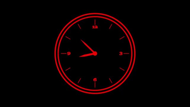Motion background with spinning clock in 12 hour seamless loop. (Full HD, 1920x1080 24sec/30fps).