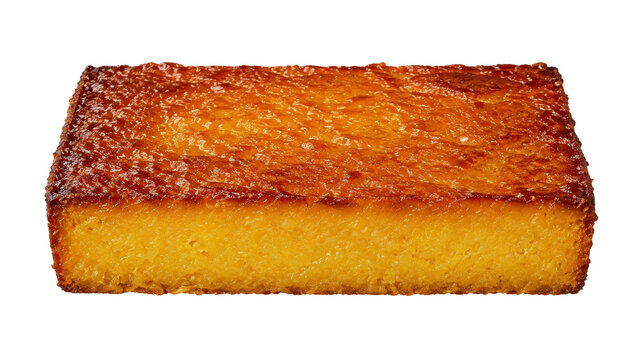 Lemon Drizzle Sponge Cake Slice Isolated on Transparent Background