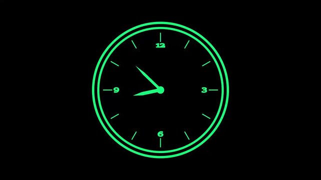 Motion background with spinning clock in 12 hour seamless loop. (Full HD, 1920x1080 24sec/30fps).