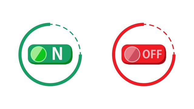 Toggle Switch On and Off Icons with Circular Progress Indicators on White Background