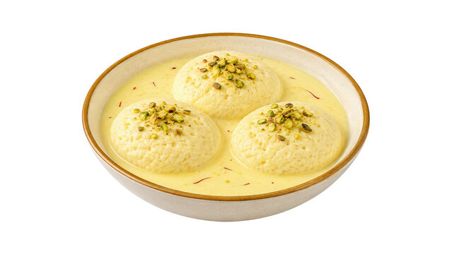 Ras Malai Traditional Indian Sweet in a Bowl on Transparent Background