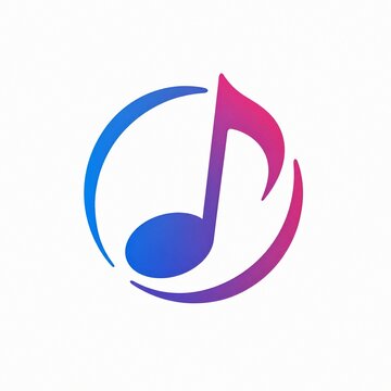 Colorful Musical Note Logo Icon with Circular Shape Isolated on White
