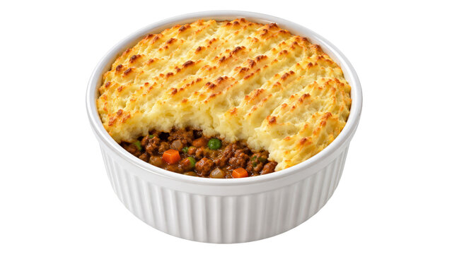 Shepherd Pie in White Ramekin with Mashed Potato Topping