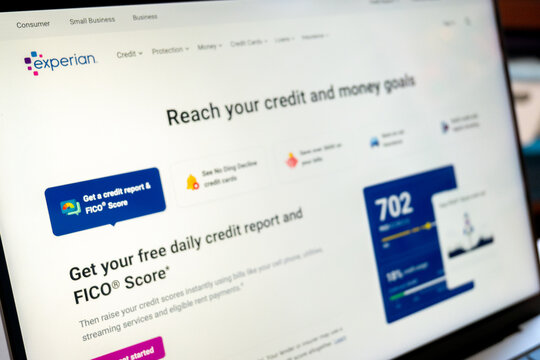 Mexico city, mexico, 01 26 2026: experian website showing credit report fico score