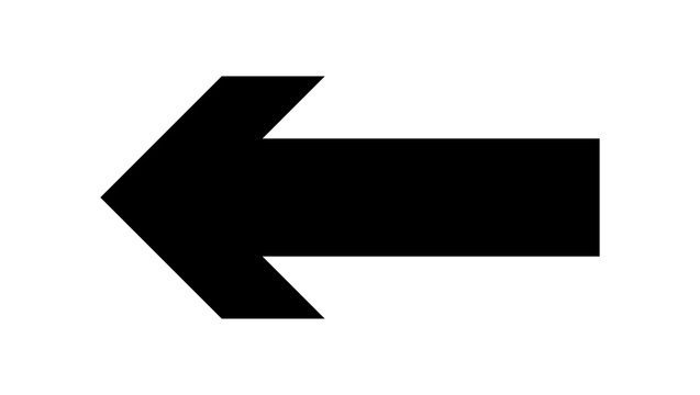 Solid black left arrow icon directional symbol for navigation and user interface elements