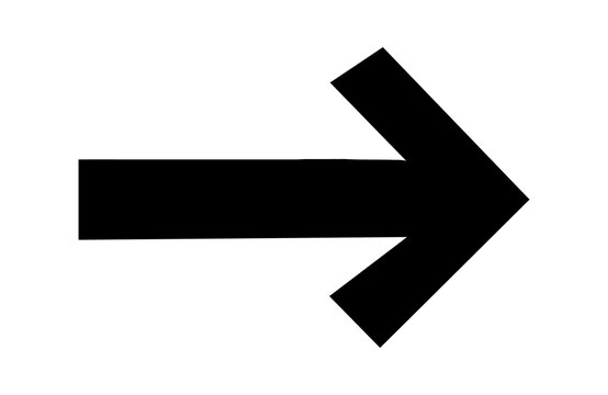Bold black arrow icon directional symbol for presentations and signage