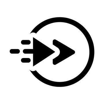 Fast forward icon circular design with arrow and speed lines for multimedia controls