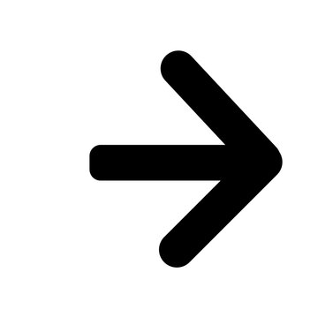 Solid black right arrow icon directional symbol for user interface and web design
