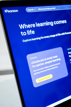 Mexico city, mexico, 02 23 2026: pearson website displaying etextbooks and digital learning tools