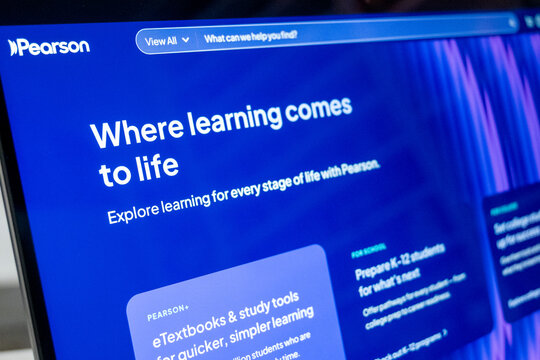 Mexico city, mexico, 02 23 2026: pearson learning website screen showing online education platform