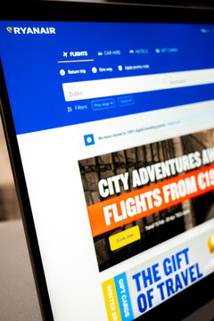 Mexico city, mexico, 02 23 2026: ryanair website showing flight booking for dublin travel