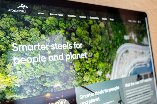 Mexico city, mexico, 03 09 2026, arcelormittal website displaying sustainable steel and nature