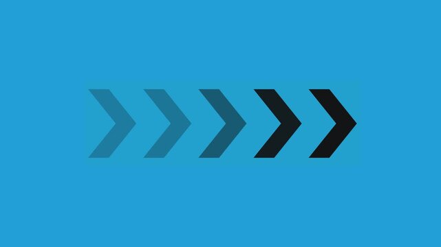 Sequential Chevron Arrow Graphics Progress Across on a Vivid Blue Background