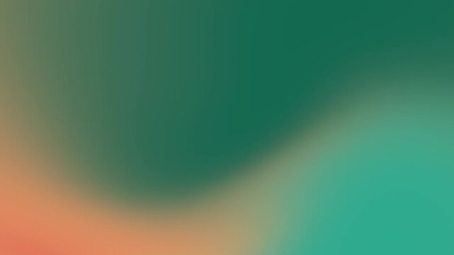 Abstract soft blurred background with smooth gradient transitions between deep forest green and warm sunset peach tones