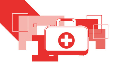 Fototapeta premium Minimalist Medical Kit Illustration with Geometric Shapes and a Vibrant Color Palette Approach