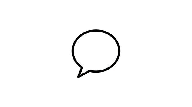 Minimal black chat bubble icon. Simple speech balloon symbol for messaging interface.