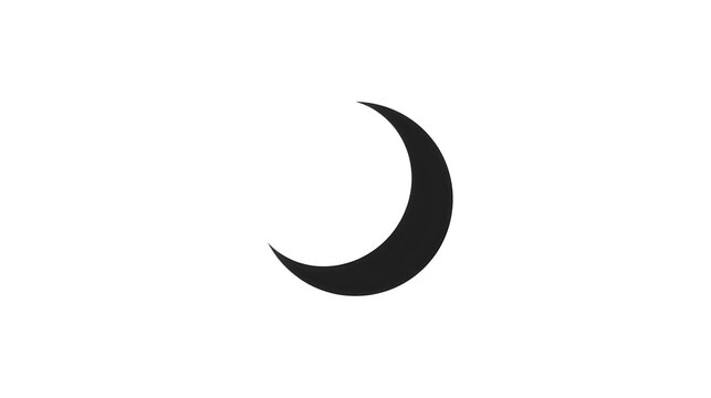 Crescent moon icon. Simple black lunar symbol isolated on a white background.