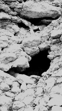 Layered Rocks with Central Gap in Checkerboard Dither Grid