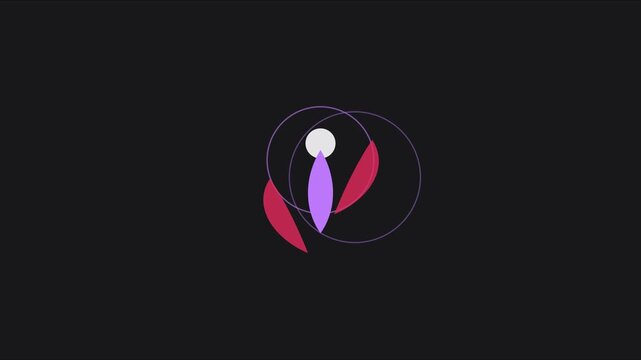 Minimalist abstract motion geometric shapes expanding and rotating on dark animation 4k background