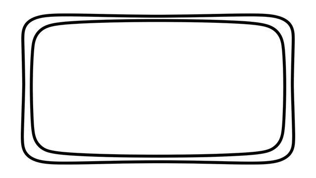 Hand drawn rectangle frame white background.