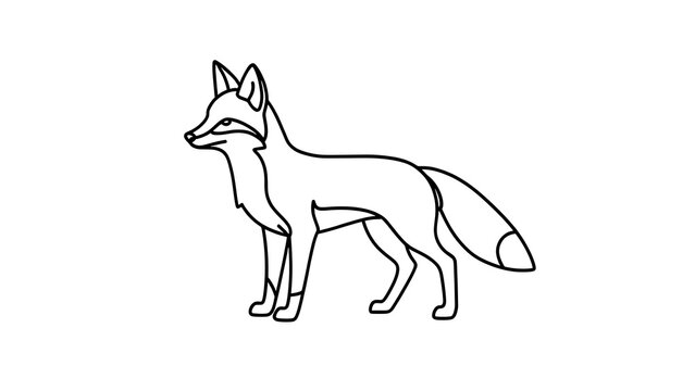 Minimalist fox line art illustration white background.