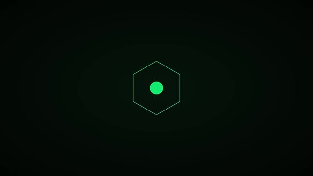 Minimalist green hexagon geometric motion animation 4k background, with pulsing center, dot