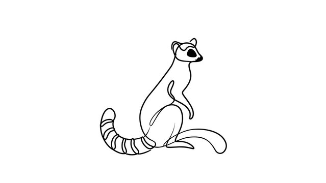 Cute cartoon mongoose illustration white background.