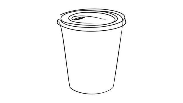 Empty paper coffee cup with lid white background.