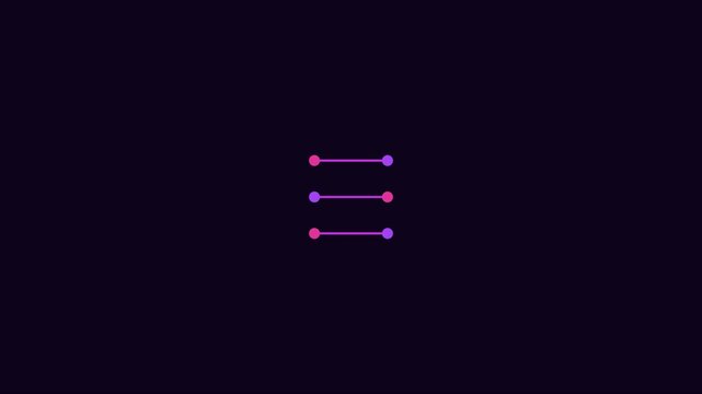 Minimalist loading spinner animation with neon gradient dots and connecting lines on dark 4k background