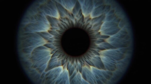 Cinematic extreme macro footage of a single human iris serving as a scientific background for National Eye Exam Month