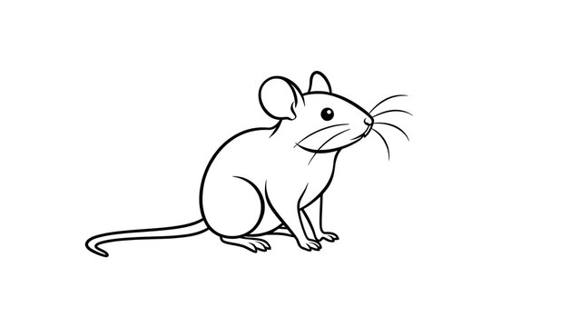 Cute cartoon mouse illustration white background.